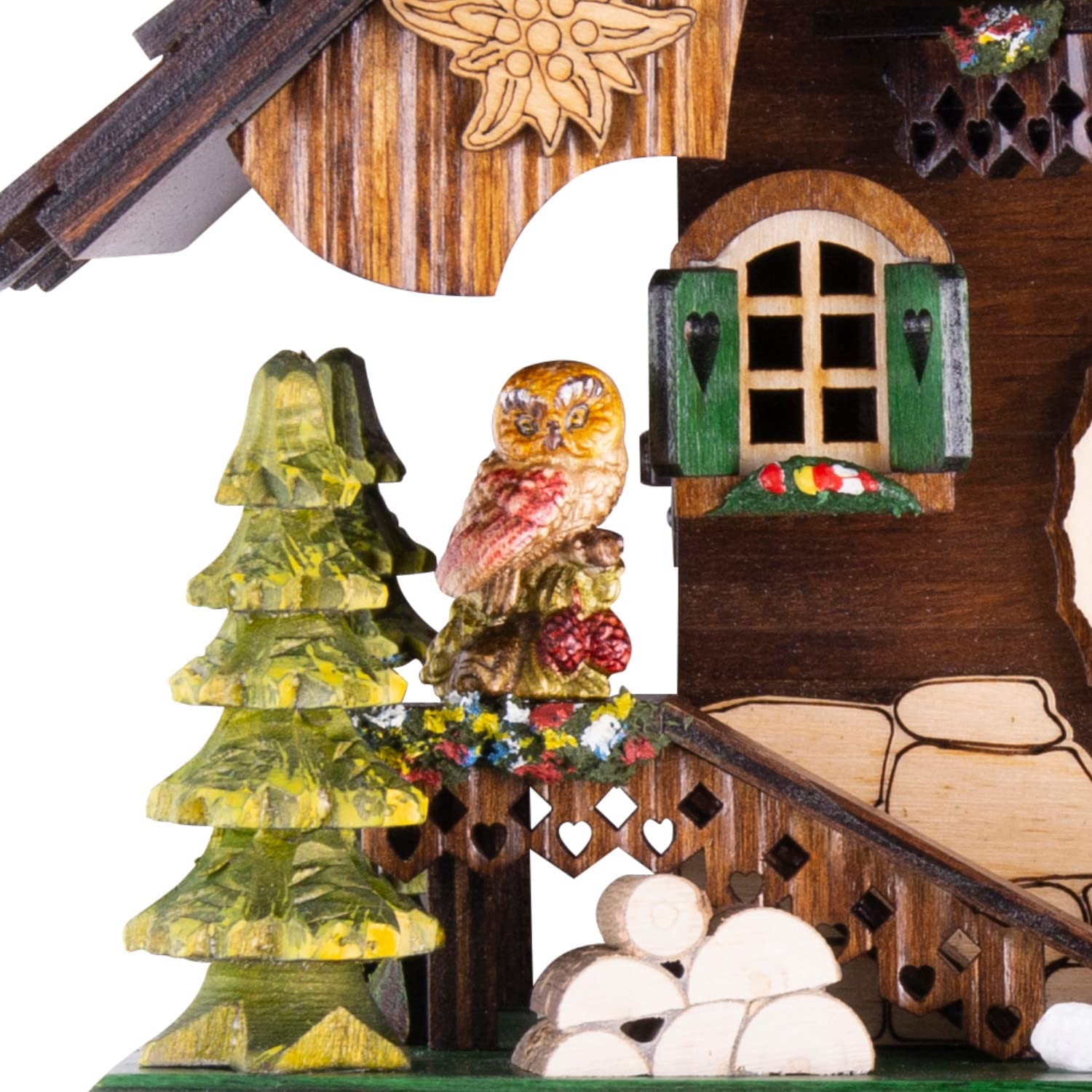 Cuckoo Palace Schwarzwald-Palast Saint Bernhard Chalet Cuckoo Clock Quartz Movement Height 32 cm, Black