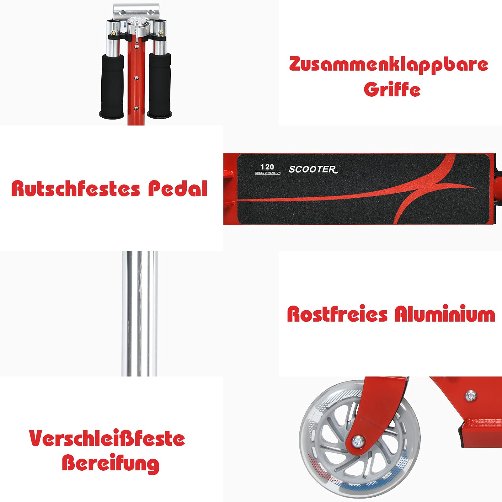 COSTWAY Kinder Roller mit LED Rädern, Kinder Scooter ab 4 Jahre, 70 kg belastbar, Cityroller höhenverstellbar, Kinder Kickscooter Tretroller für Jungen und Mädchen