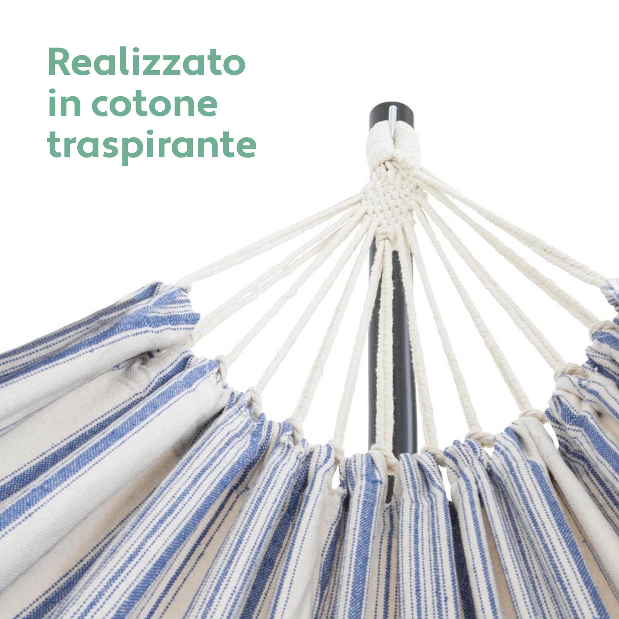 Vita5 Amaca con Supporto – Telaio Regolabile 290-330 cm – Ampia Amaca in 80% Cotone e 20% Poliestere per Giardino, Terrazza, Balcone e Campeggio – Portatile con Borsa per il Trasporto