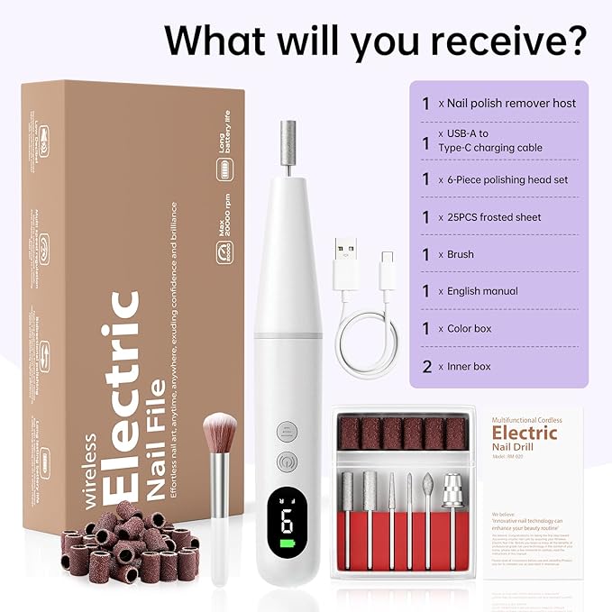 Kit de Taladro Eléctrico para Uñas Recargable de 3.74x1.1x6.69in miniatura 9