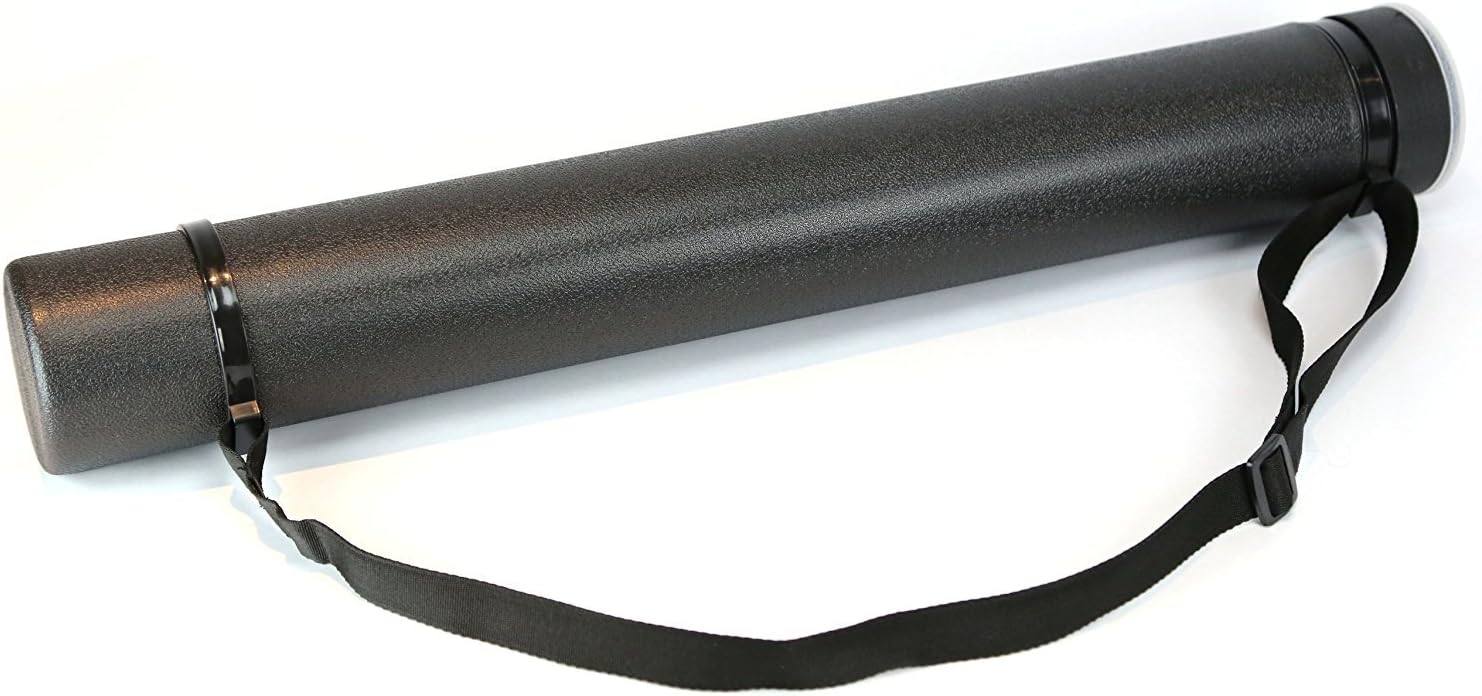 KABEER ART Black Plastic Storage Tube Expands from 24.5" up to 40" with Clear ID Card Cap - Water and Light Resistant - Telescoping For Posters, Artwork and Drawings