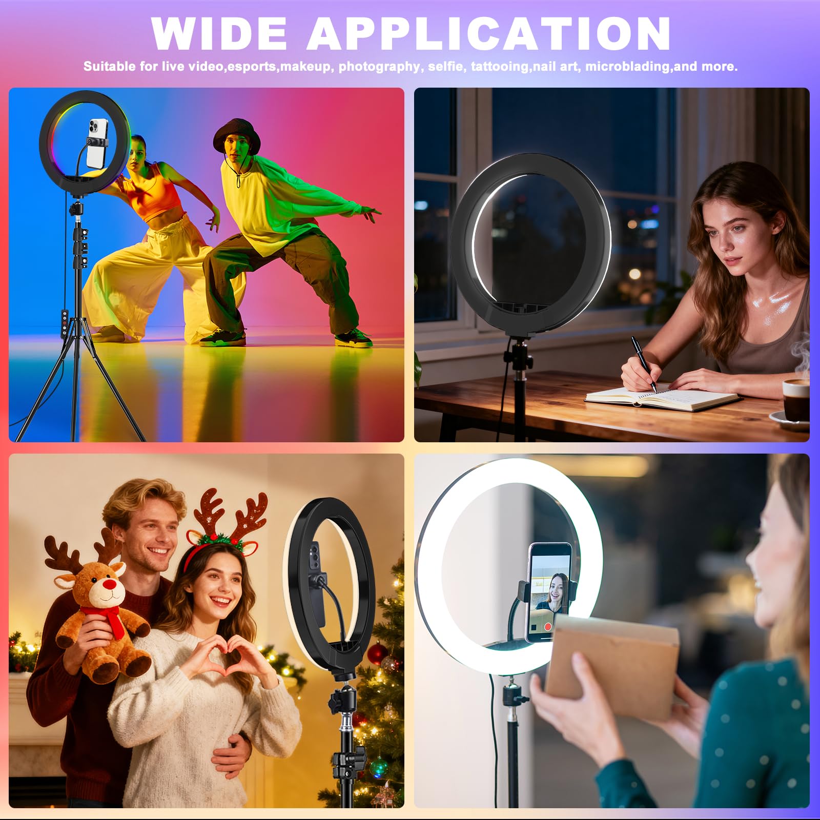 𝗡𝗲𝘄𝗲𝘀𝘁 13" Selfie Ring Light with Stand and Phone Holder, 76" Tripod — Amazon image 7