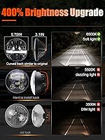 Vista 2 de UNI-SHINE Faro LED redondo de 5 3/4'' 5.75 pulgadas, 4 piezas, reflector de haz alto/bajo con DRL, haz sellado H5001 H5006 compatible con Peterbilt