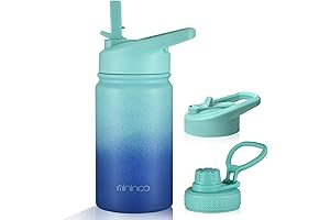 12 oz Stainless Steel Kids Water Bottle with Straw Lid and Chug...