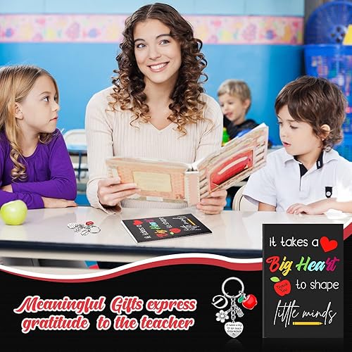Miniatura 6 de Yinkin Valentine Teacher Appreciation Gifts for Women Teacher Initial Keychain Keyring with Notebook Gifts for Teachers