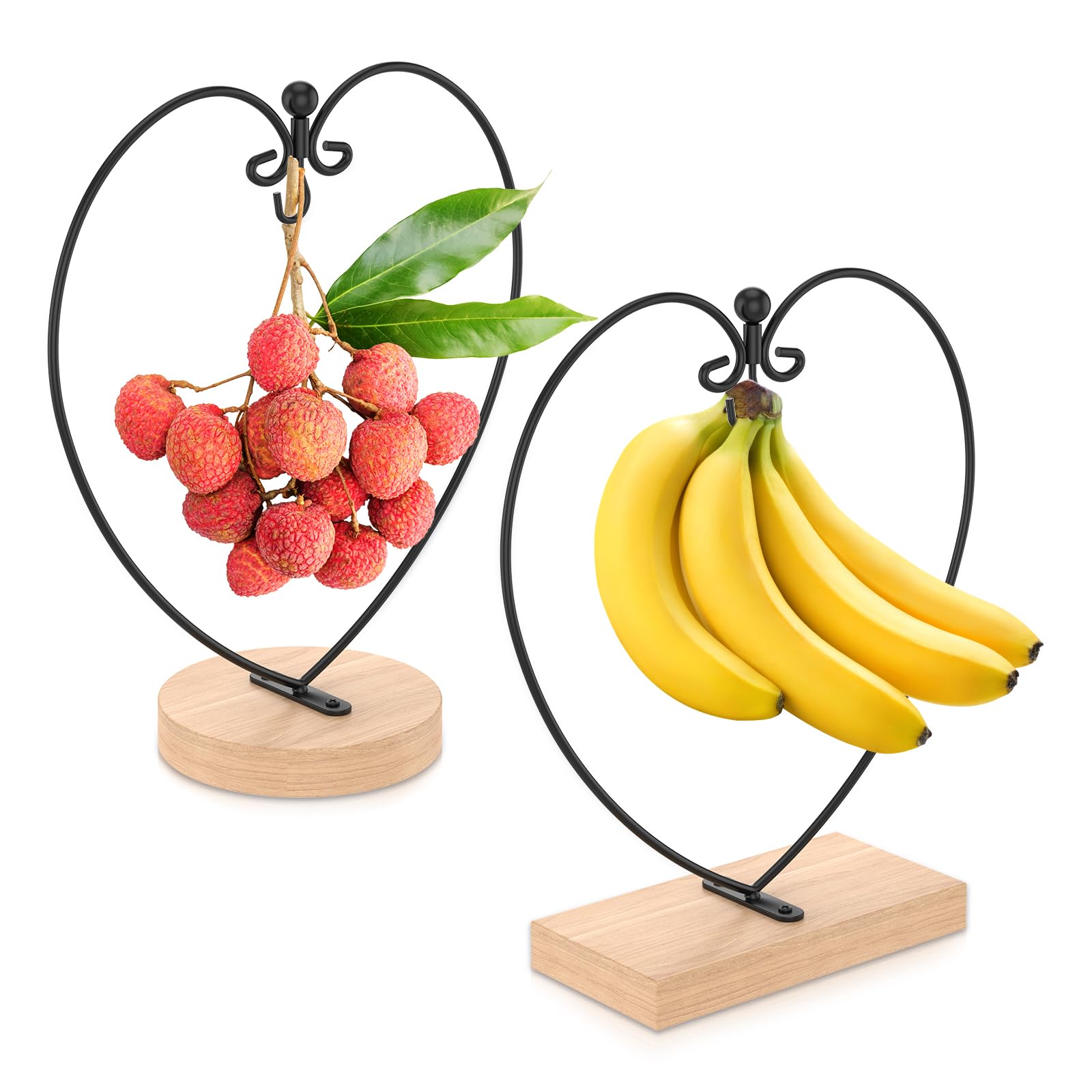Banana Holder Stand Banana Hanger Stand Banana Tree Holder with Metal Hook Banana Hook Hanger Banana Rack for Kitchen Counter Banana Stand to Keep Bananas Fresh (Heart)