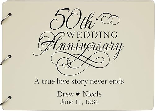 LifeSong Milestones - Libro de invitados personalizable para el primer aniversario de boda para pareja 1 año de celebración de matrimonio de madera