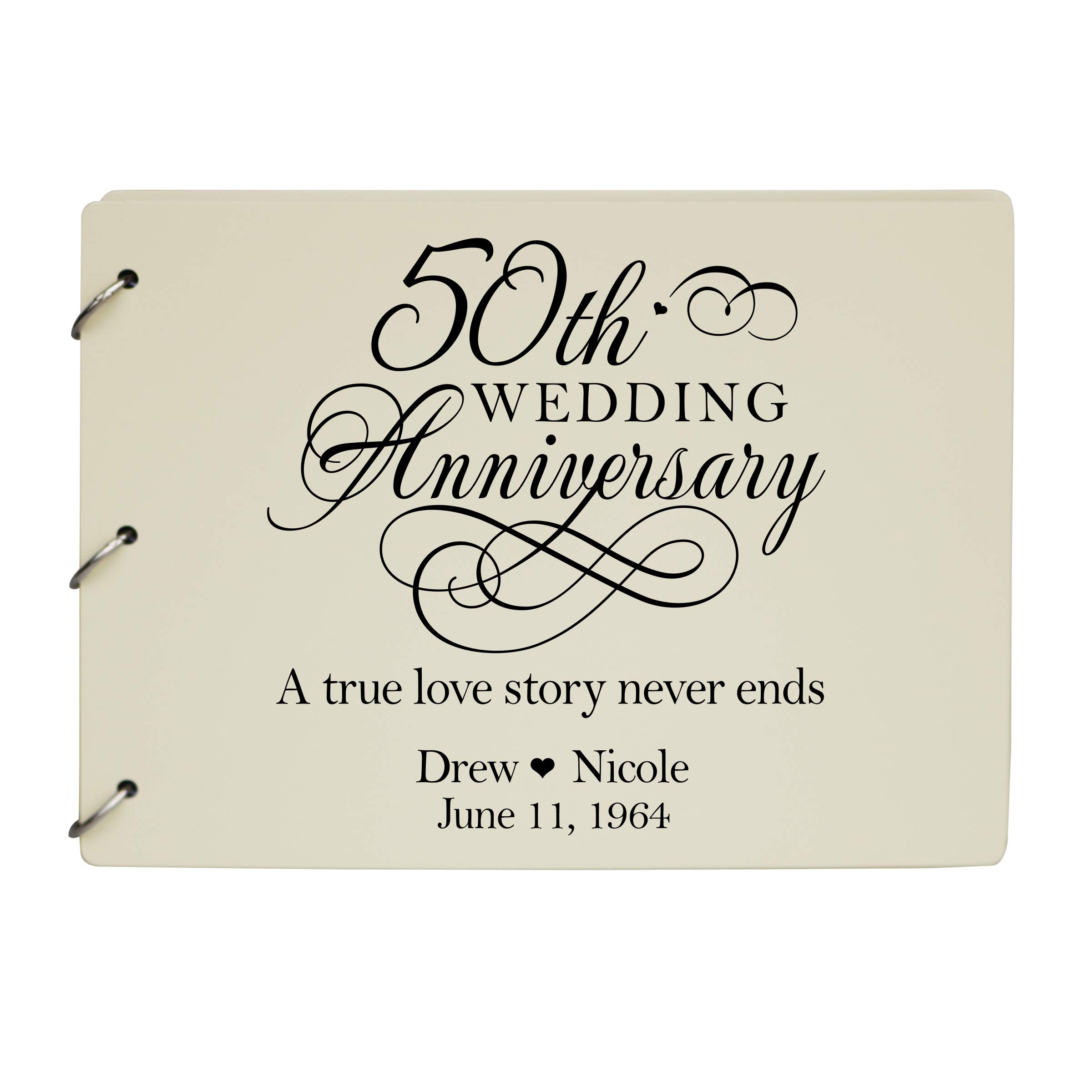 LifeSong Milestones Personalized 50th Wedding Anniversary Guest Book for Couple 50 Years of Marriage Celebration, Wooden Ivory Signature Registry Guest Book for Fiftieth Wedding (Ivory)