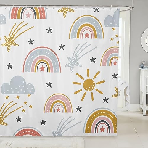 Vista 88 de Erosebridal Kids Tie Dye Shower Curtain, Girls Bohemian Hippie Bath Curtain, Watercolor Psychedelic Bathroom Accessories, Waterproof Polyester