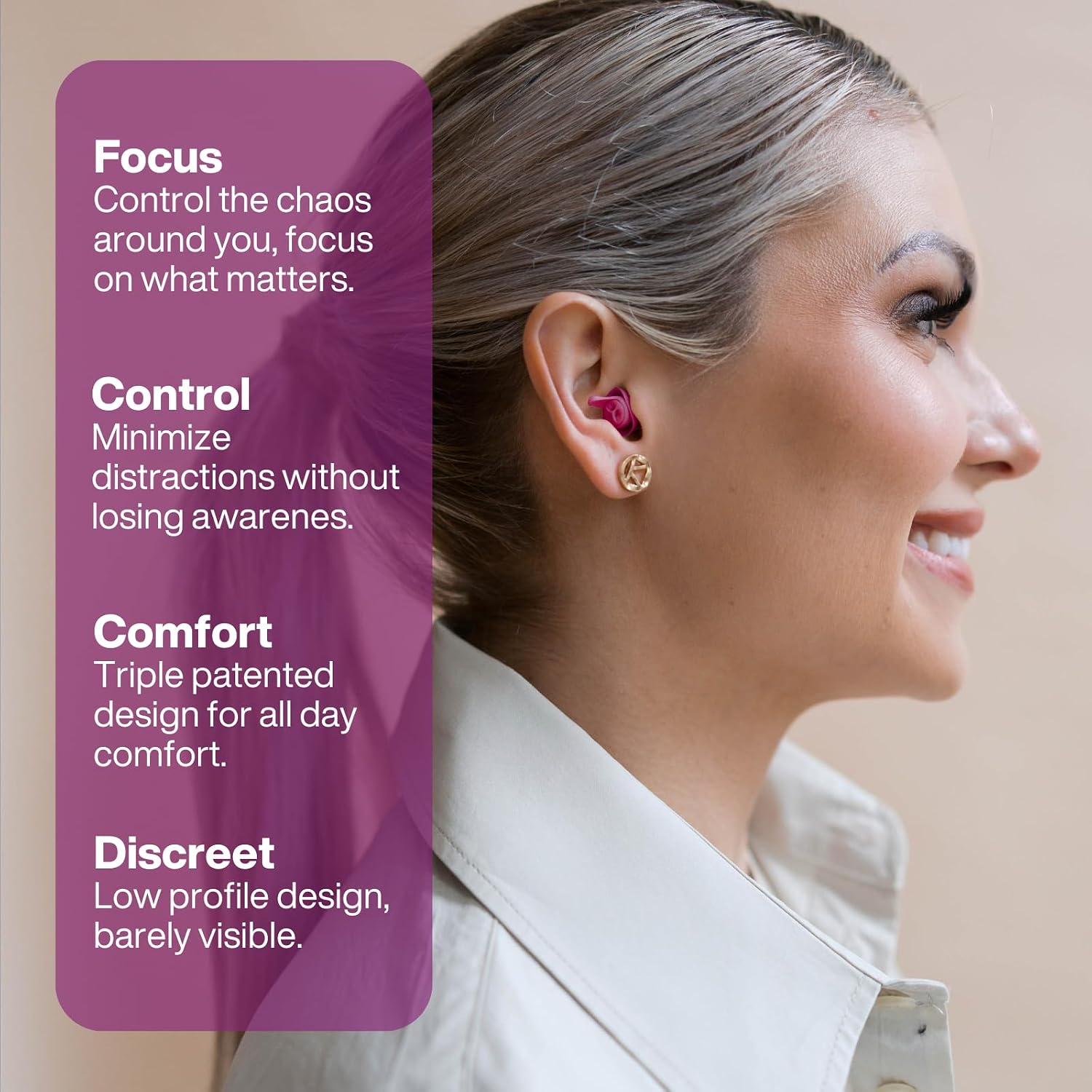 EarPeace Everyday Ear Plugs for Noise Reduction - Sugared Berry image 2
