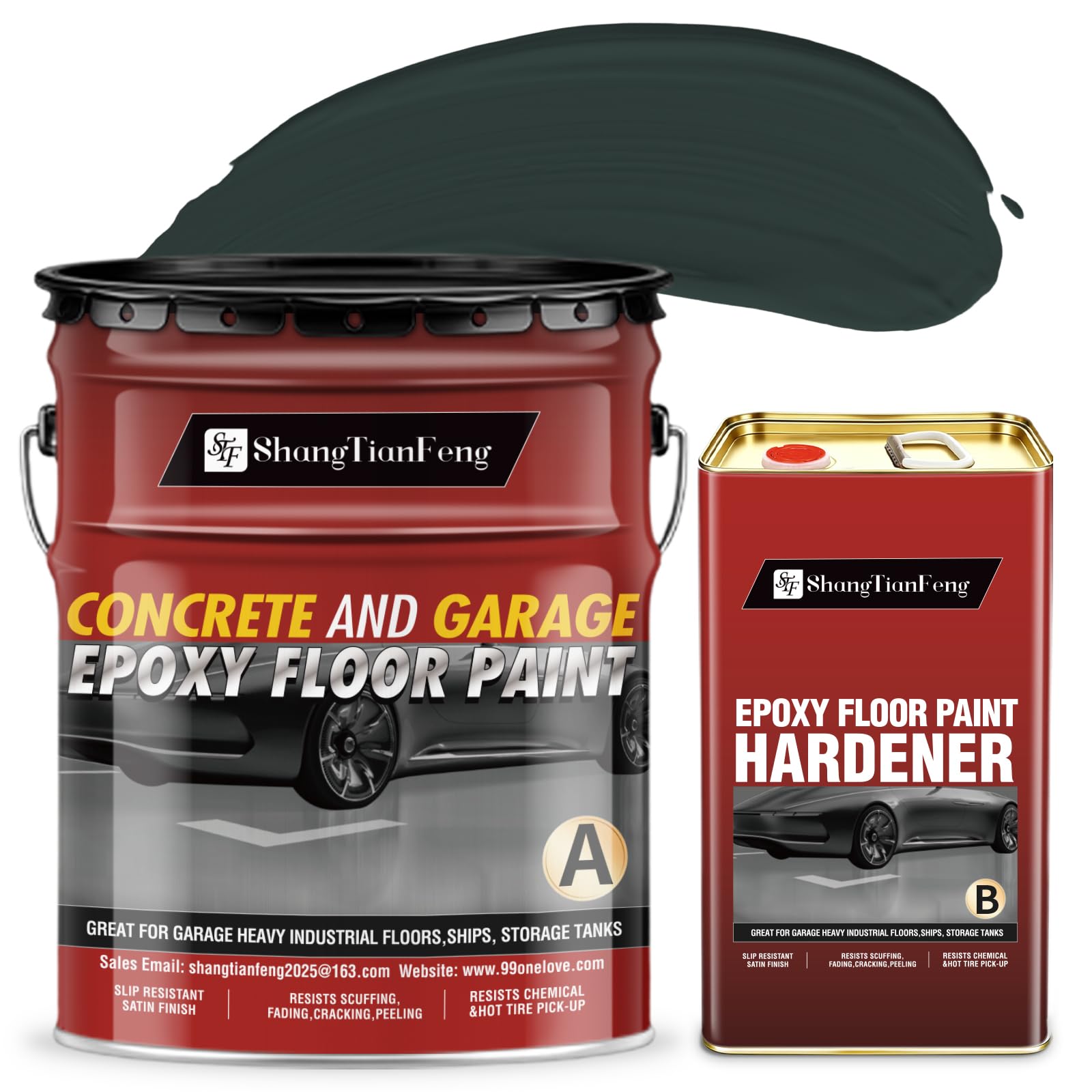 STF ShangTianFeng 4 Gallon Epoxy Floor Paint Kit Dark Gray