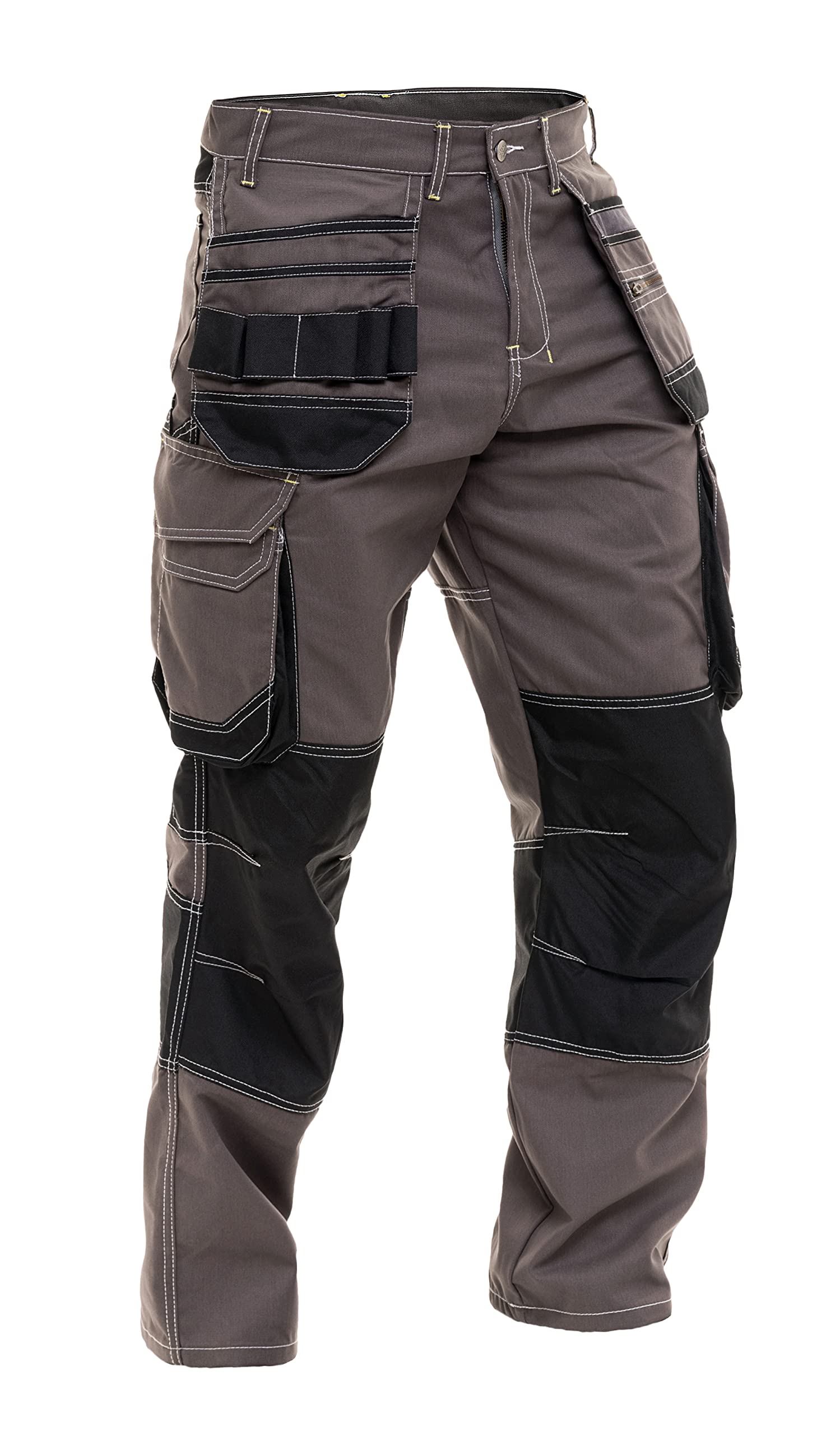 FASHIO FF Pantalones de trabajo para hombre, con bolsillos, tácticos, resistentes, cordura, refuerzo de rodilla, pantalones de seguridad