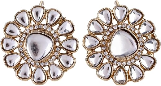 SHONA'S STYLE Stud Earrings for Women | Traditional Kundan Floral Stud Earrings | Gold-Tone Ethnic Fashion Jewelry for Wed...