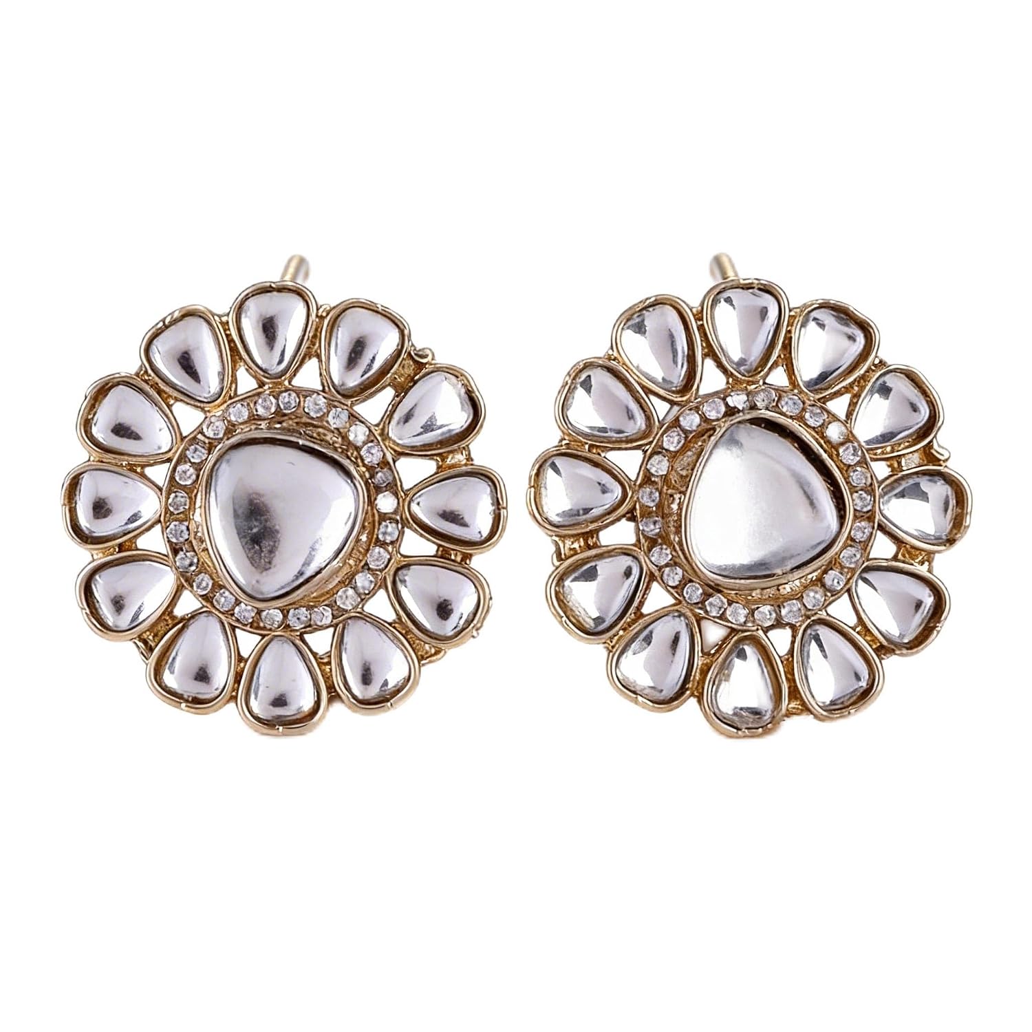 SHONA'S STYLE Stud Earrings for Women | Traditional Kundan Floral Stud Earrings | Gold-Tone Ethnic Fashion Jewelry for Wed... - Review, Price and Buying Guide