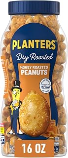 Planters Honey Roasted Peanuts 16oz Jar - Sweet Salty Kosher Snack, 7g Plant Protein, Party Nuts Dry Roasted