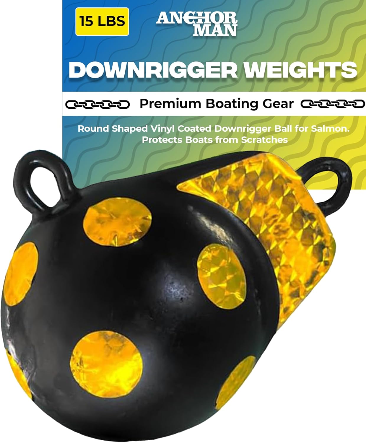 Anchor-Man Downrigger Weights, Vinyl Coated Downrigger Ball for Fishing Boats, Stable Keel Precision Control & Attracts Fish Easy Retrieval