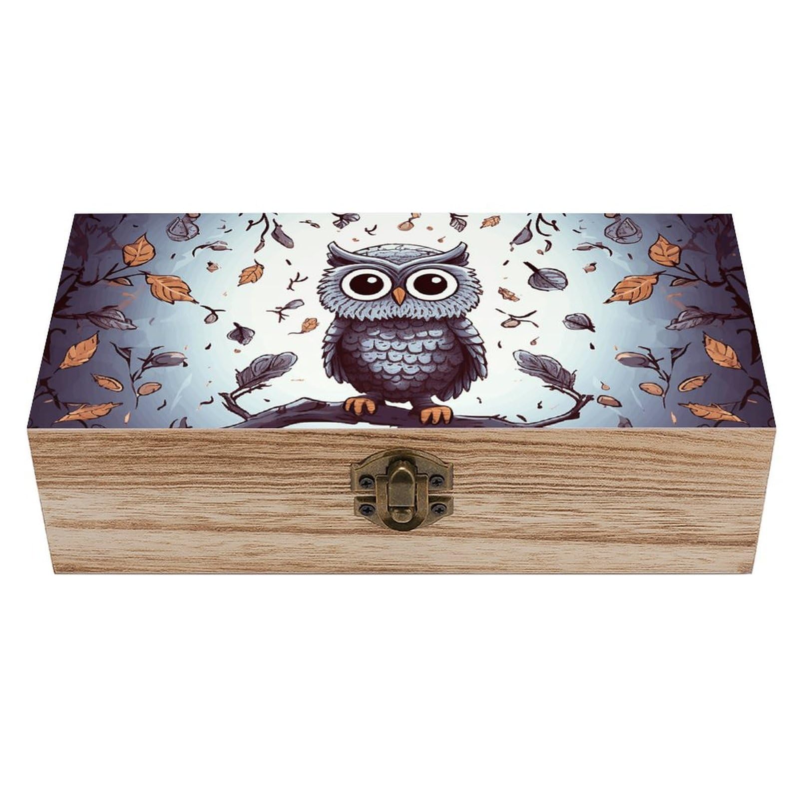 LZQPOEAS Owl Tree Branches Wooden Storage Box Small Decorative Box with Hinged Lid Handmade Elegant Keepsake Storage Box for Jewelry, Photos, Trinkets, Letter Gifts, Small Heirlooms