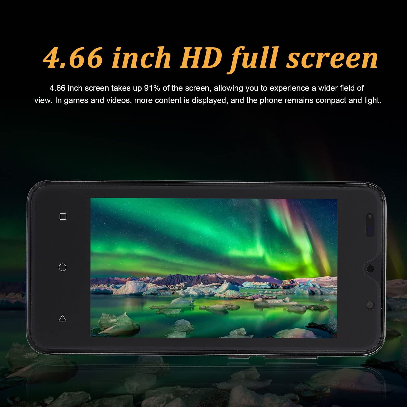 Telefono Sbloccato Y53S, Smartphone con Sblocco Facciale con Schermo HD da 4,66 Pollici per Android 6, Doppia SIM, 2 GB/32 GB, Telefono Cellulare da Gioco Ultra Sottile con Doppia Fotocamera,(Nero)
