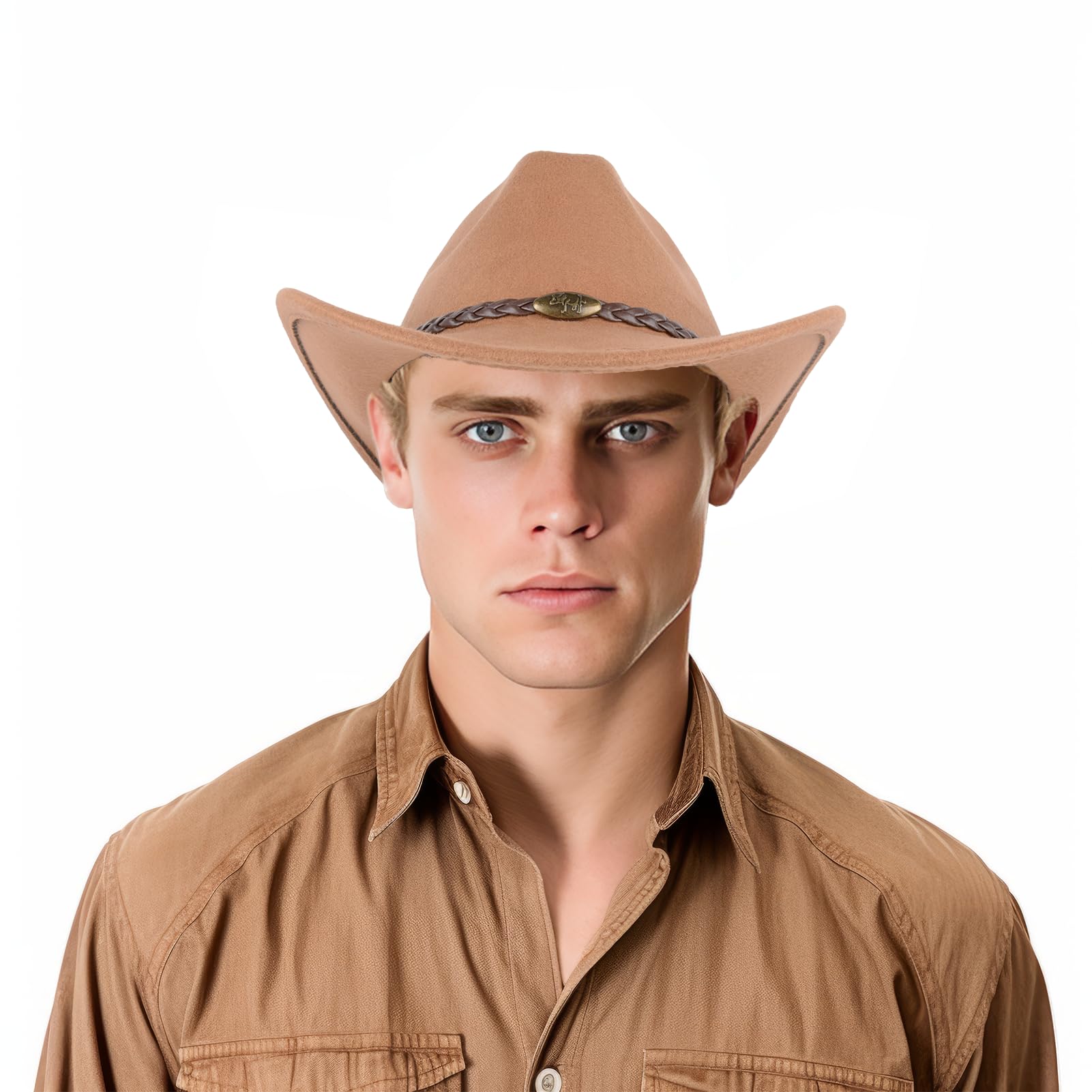 Sombrero vaquero para hombres y mujeres, ligero, hecho a mano, duradero, ala ancha, occidental, para vaqueros, vaqueras, mujeres, color caqui