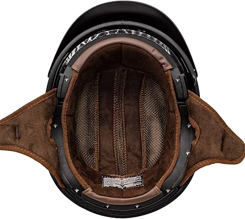 Miniatura 5 de VCAN Cruiser - Casco de motocicleta de media cara con visera abatible, pico extraíble y hebilla de liberación rápida