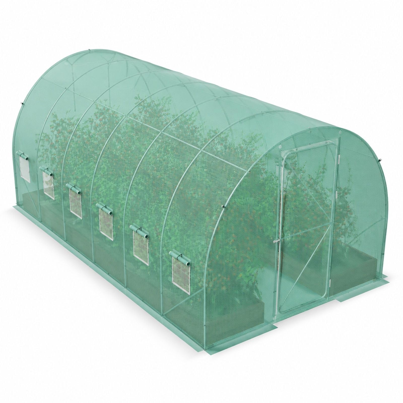 Serre Tunnel pour Plantes avec Cadre galvanisé et Couverture PE Verte, Forme Tunnel pour Jardin et Culture de légumes