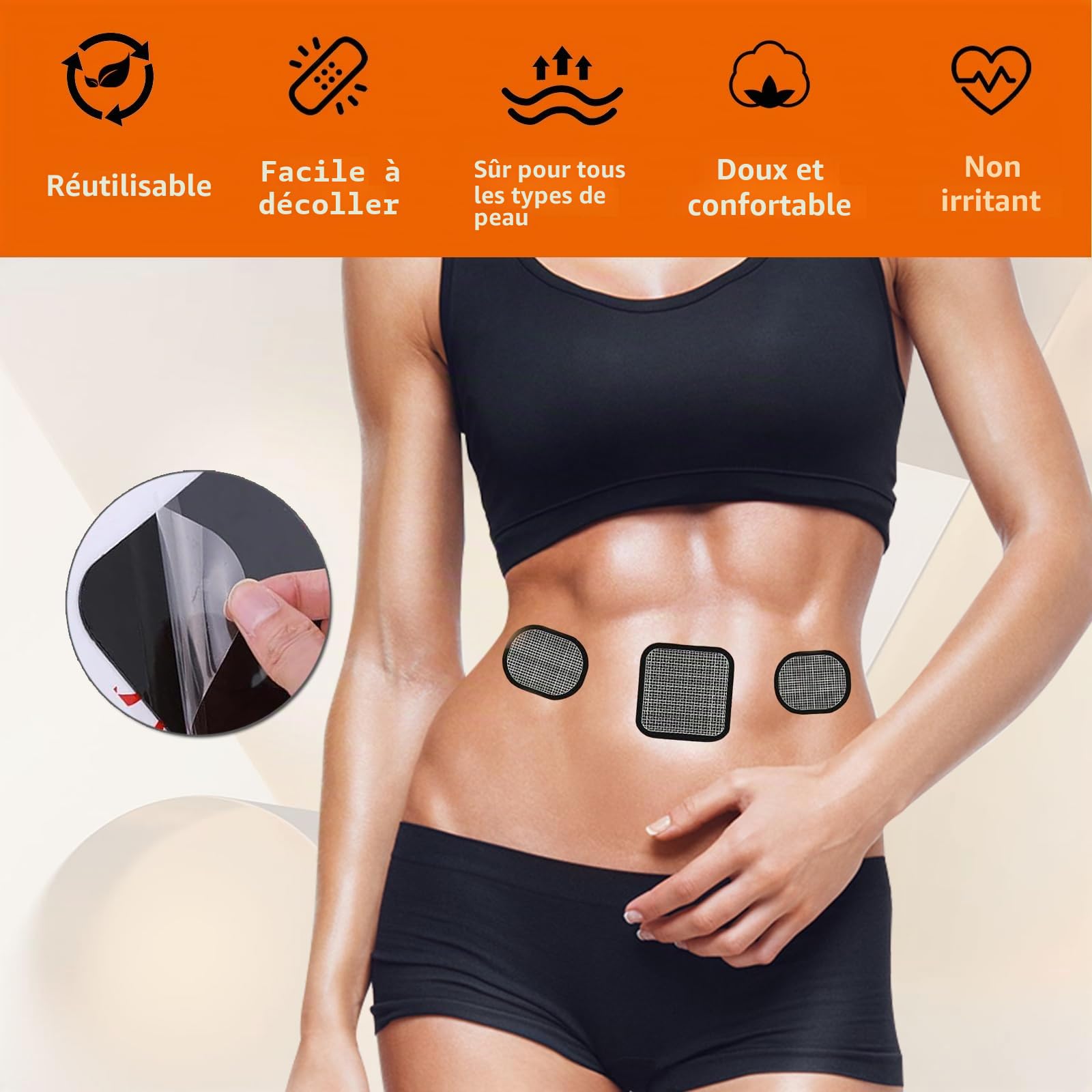 HOCOSO 18 Pièces Électrode de Ceinture,Compatible avec Abs Series, Replacement Pads Électrode de Rechange pour Ceintures Musculation Abdominales