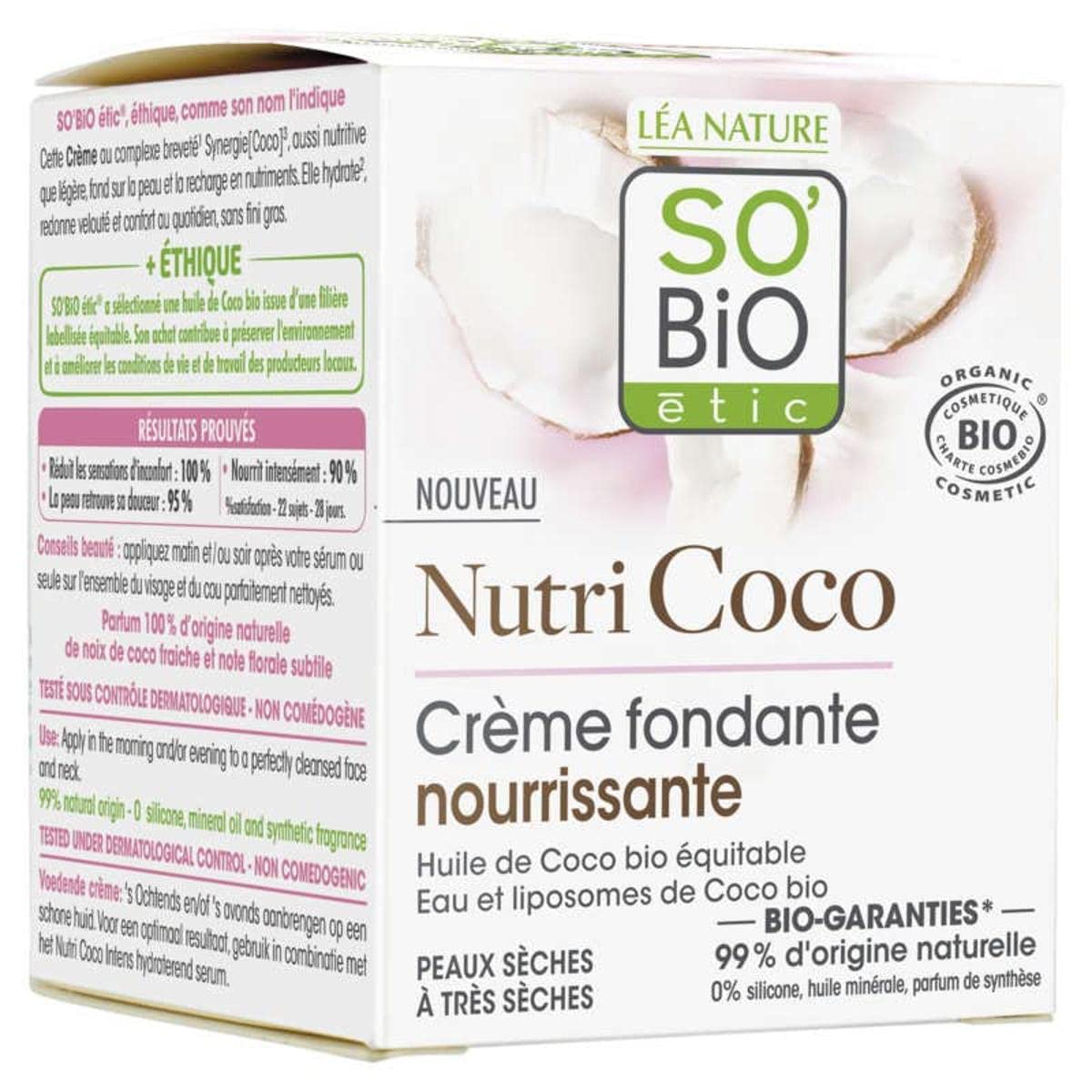 So'Bio Étic So Bio Ã‰tic Nutri Coco Nourishing Melting Cream, Dry to Very Dry Skin, 50 ml | organic nutrition of dry skin | dry to very dry skin.