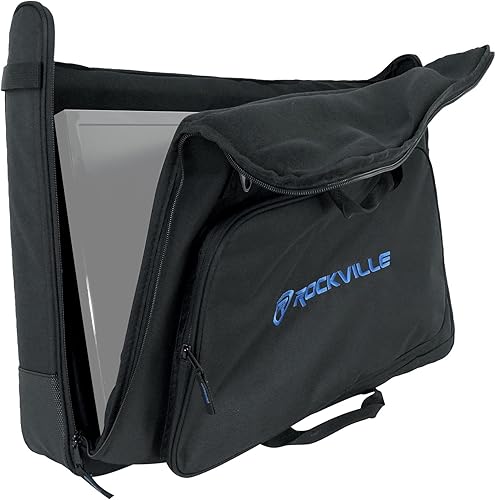 Miniatura 33 de Rockville TVB2732-2 Bolsa acolchada para 1 o 2 monitores LCD de 27-32 pulgadas, compartimentos dobles, divisores ajustables, correa de hombro