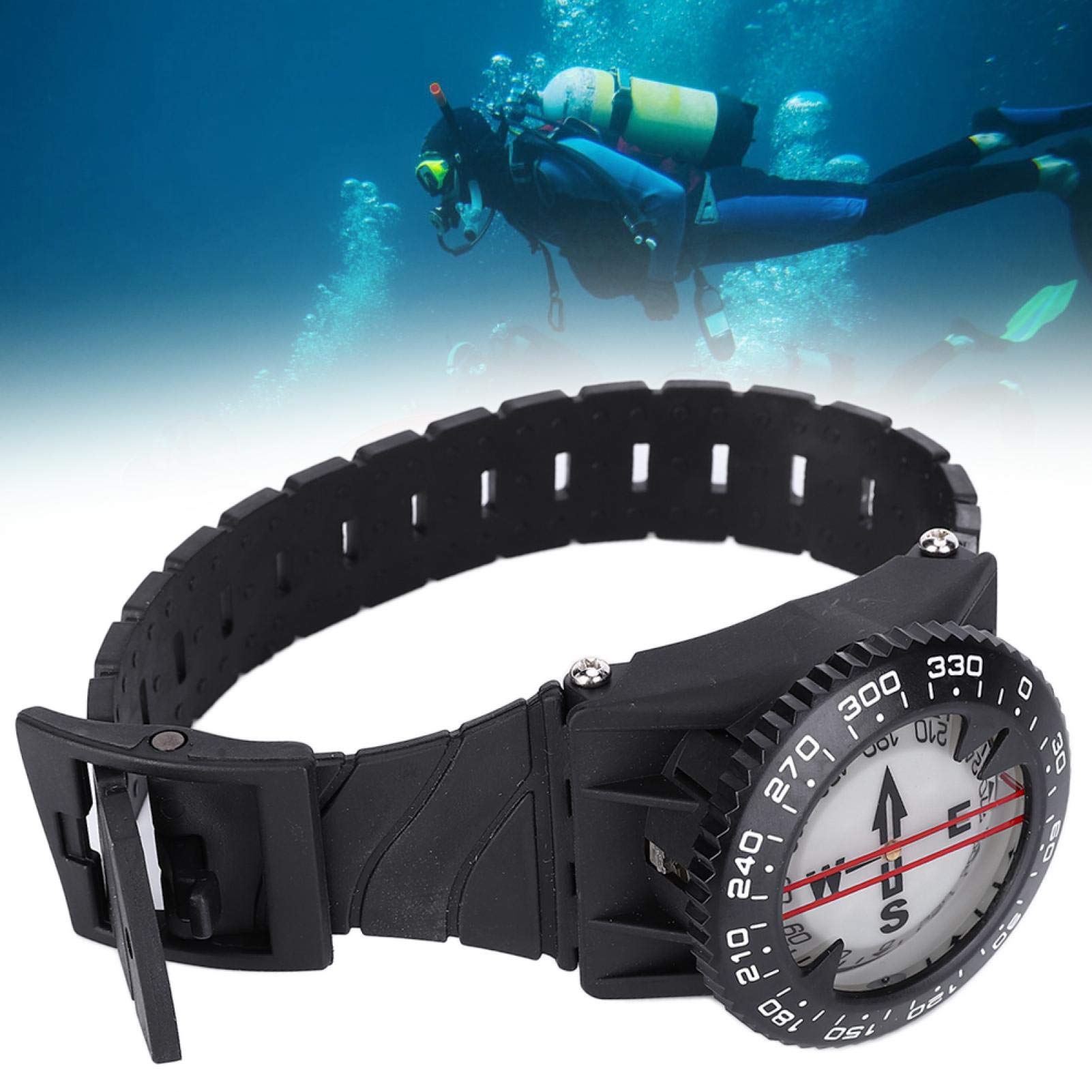 Brújula de muñeca para buceo, brújula de muñeca para buceo Brújula de muñeca blindada con correa para la muñeca para buceo, deportes de recreación al aire libre y otros deportes acuáticos