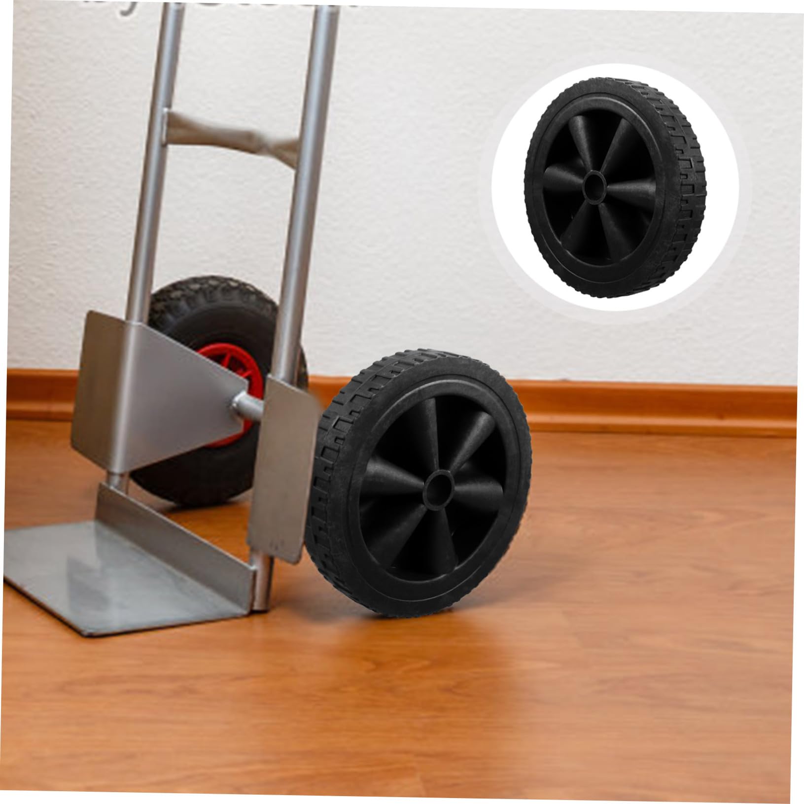 ULTECHNOVO 2 Ruote di Ricambio in Gomma e Plastica per Carrello e Barbecue, Resistenti All’usura, Nere, Silenziose, 2 Pezzi