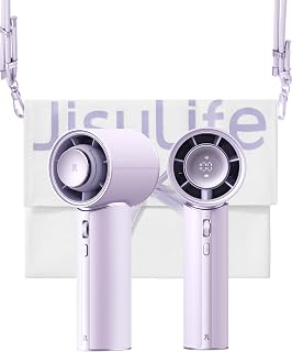 JISULIFE Handheld Fan - NextâGen Cooling: 30H Max Runtime, 100âSpeed Turbo Air, Premium PU Leather, Aroma Pod Innovation, Portable Fan for Travel, Gifts for Women Men- Misty Purple (Pro1 Mini)