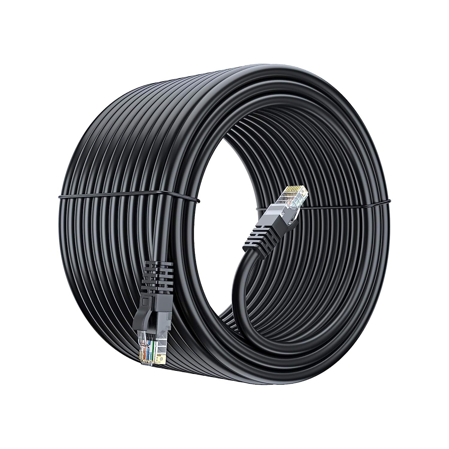 Cat5e Outdoor Ethernet Lan Cable cat 5 Network Cable, RJ45 cat 5 ethernet Cable Cord 350MHZ / 1000Mbps Gigabit Network UTP LAN Cable-Black (50 Meter)