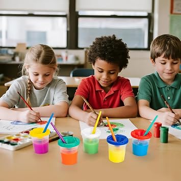YGAOHF 15 Packs No Spill Paint Cups with Lids for Kids Toddlers, Large Paint Water Cup for Classroom, Spill Proof Painting Cup for Watercolor Painting, Arts and Crafts Supplies