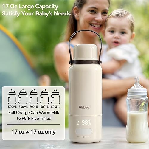 Miniatura 7 de Calentador de botellas portátil para viajes, calentador de botellas de calentamiento rápido de 3 minutos para leche materna y agua, calentador de