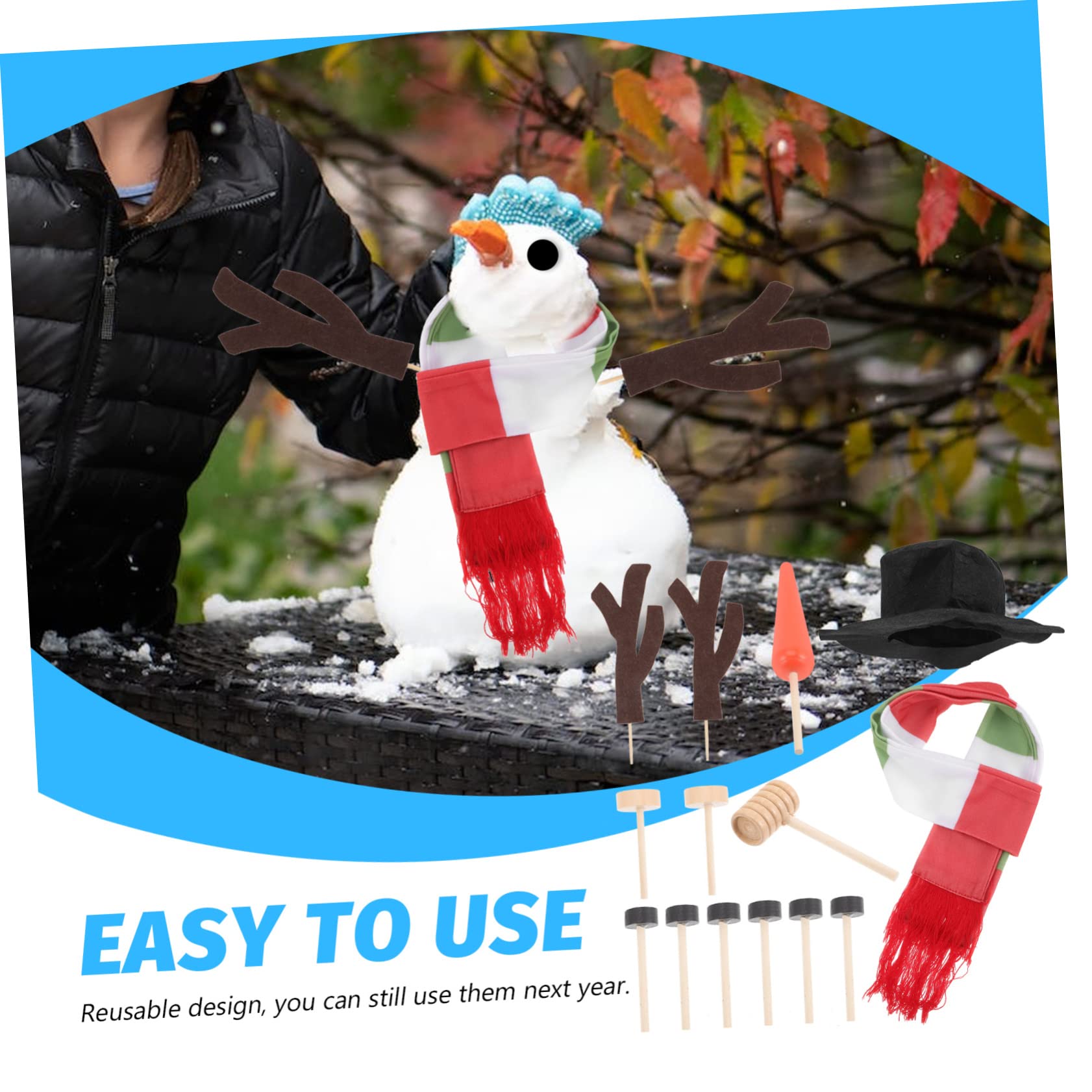IMIKEYA 5 Sätze Schneemann DIY Zubehör Winterliche Schneemanndekorationen Schneemann Bausatz Selber Machen Weihnachtsschneemann Dekore Schneemann-schal Weihnachtsschneemannmütze Hölzern