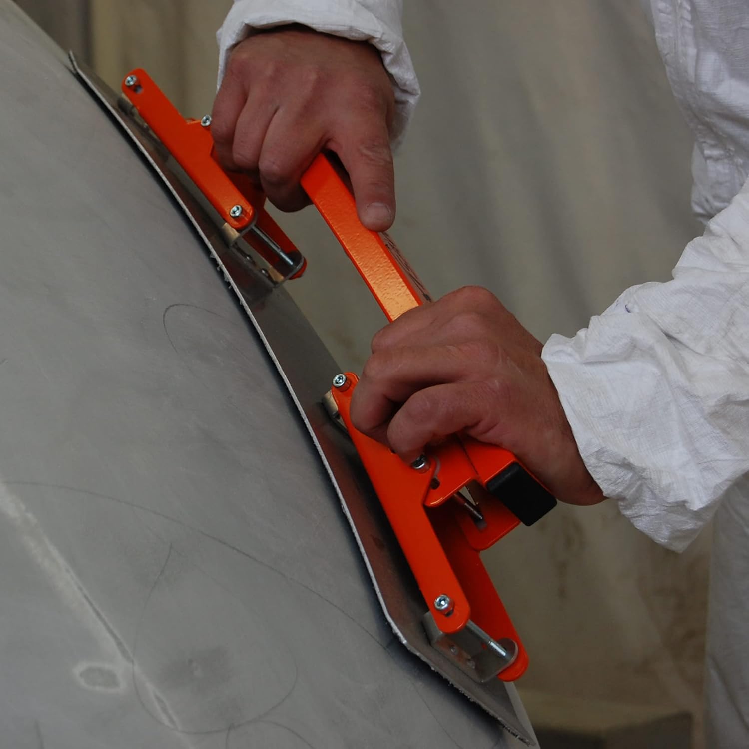 Hand-held flexible sanding board, block Flexisander for sanding curved surfaces with fastening system; vehicle body repairers, shipbuilders, composite and woodworking, cars (22 x 4.5 inches)