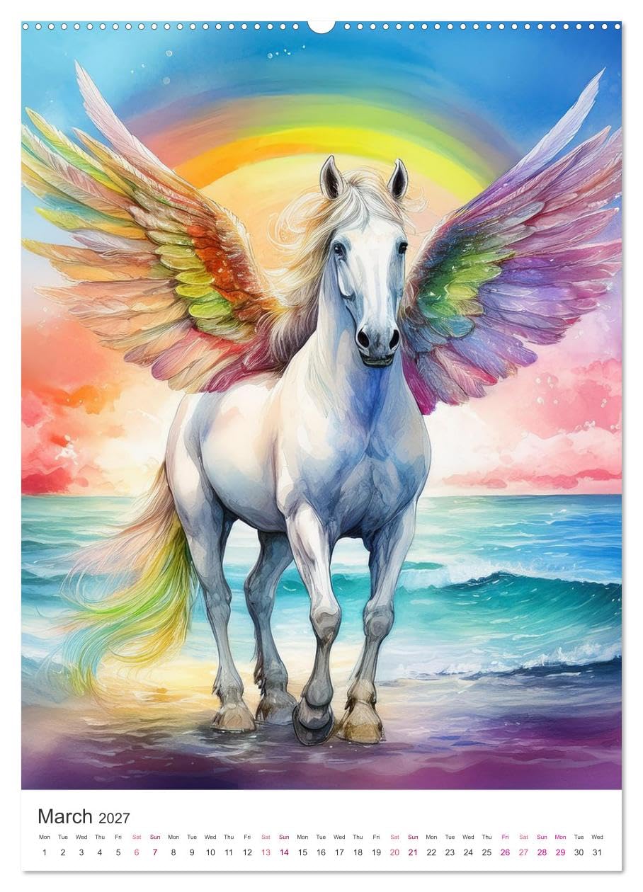 Fantastic horses from myths and legends (Wall Calendar 2027 DIN A2 portrait), CALVENDO 12 Month Wall Calendar: Magical paintings of unicorns and other mystic horses from fabulous tales