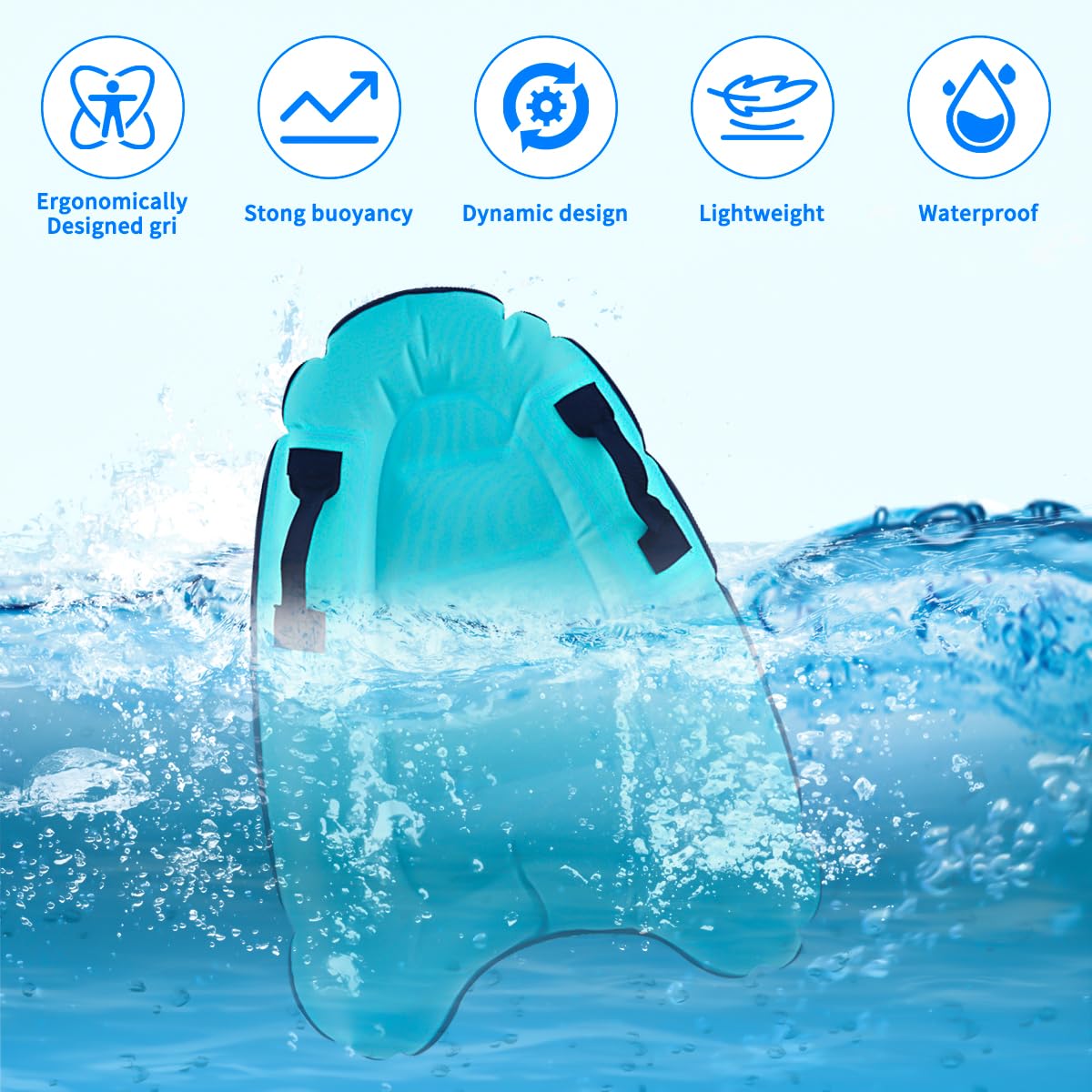 Bodyboard Inflable 70x60cm con Asas, Tabla de Surf Flotante Portátil para Niños y Adultos, Flotador para Piscina y Playa