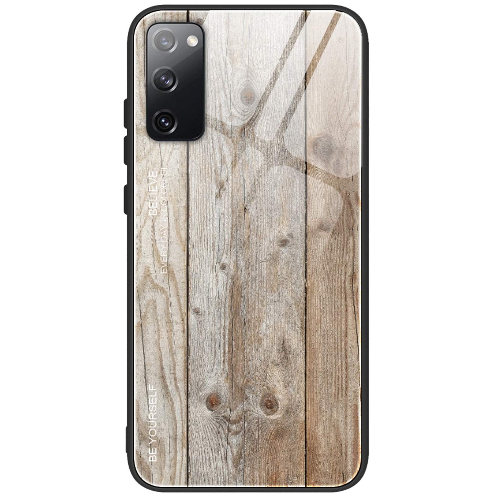 Meweri for Samsung Galaxy S20 FE 5G case, 9H Wood Pattern grain Tempered Glass Hard Cover Scratch-Resistant Soft TPU Edge Anti-Drop Bumper Mobile Phone Protective Case for Samsung Galaxy S20 FE 5G (1)