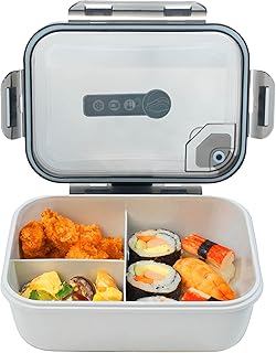 Bento Box Adult Lunch Box, 3 Compartment Meal Prep Containers with Lids,...