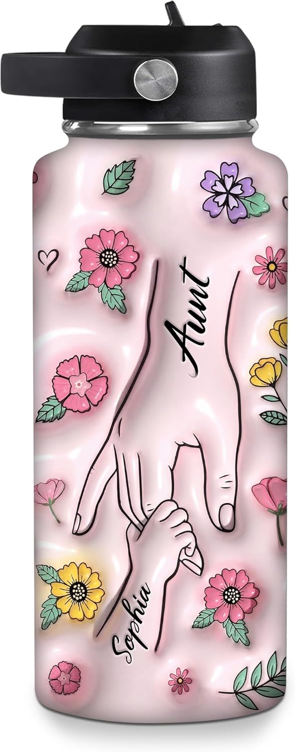 Hyturtle Personalized Grandma Water Bottle For Women - Custom Name Travel Insulated Stainless Steel Bottle With Leak-Proof Lid 18 Oz, 32 Oz - Gifts To Grandma From Grandkids On Mother's Day