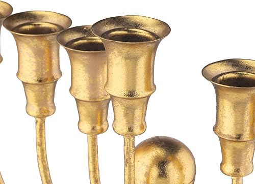 Miniatura 5 de Hanukkah Menorah 7 ramas, portavelas decorativo de menorás para Janucá, juego de 1 candelero de 7 brazos (dorado)