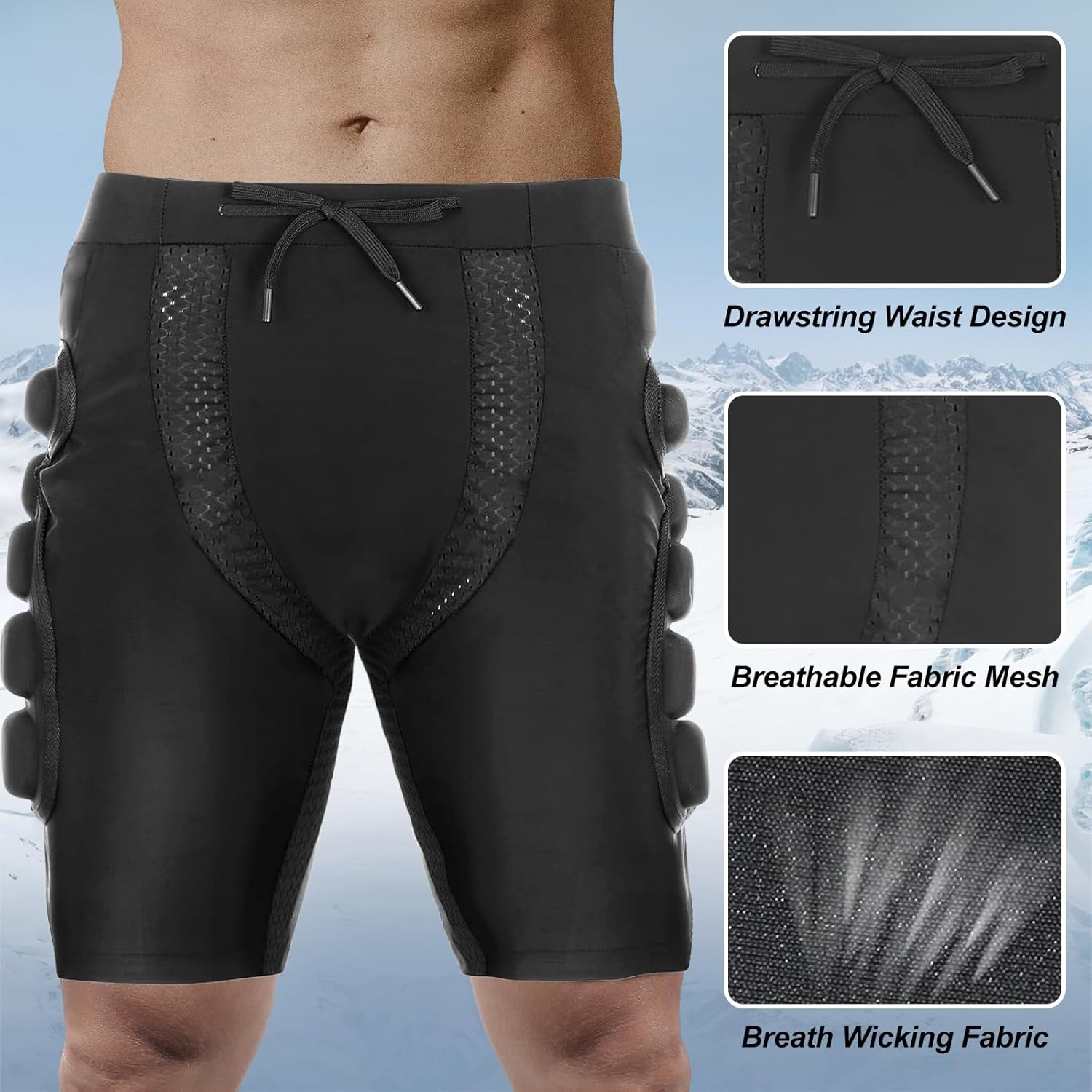 3D Hip Protection EVA Butt Pads Protective Padded Shorts - Crash Pad for Skiing Skating Snowboarding Skateboarding