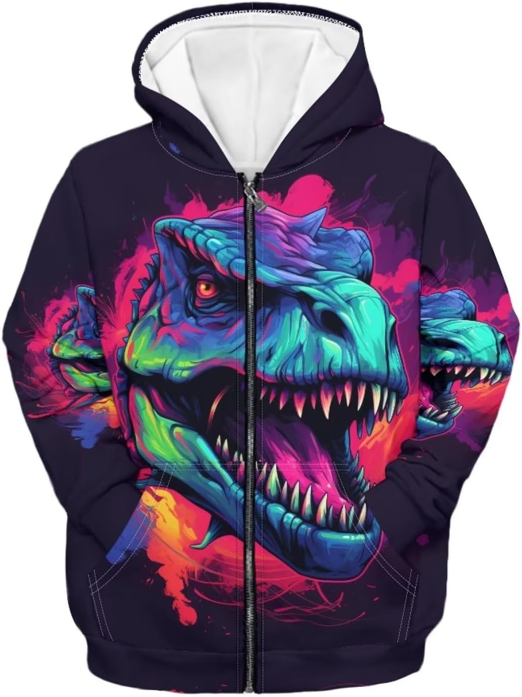 Full Zip Up Graphic Animal Hoodies for Boys Casual Athletic Hooded Jacket with Pocket