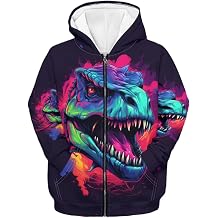 Full Zip Up Graphic Animal Hoodies for Boys Casual Athletic Hooded Jacket with Pocket