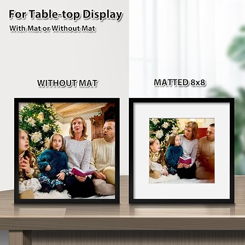 Miniatura 5 de KINLINK Portarretratos negros de 12 x 12 pulgadas, cuadrados con plexiglás para fotos de 8 x 8 pulgadas con paspartú o de 12 x 12 pulgadas sin