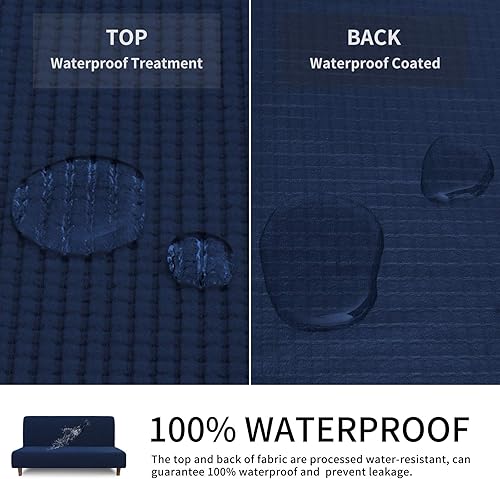 Vista 87 de Easy-Going Funda 100% impermeable para futón, con impermeabilidad doble para futón, funda de sofá jacquard elástica, protector de muebles a prueba