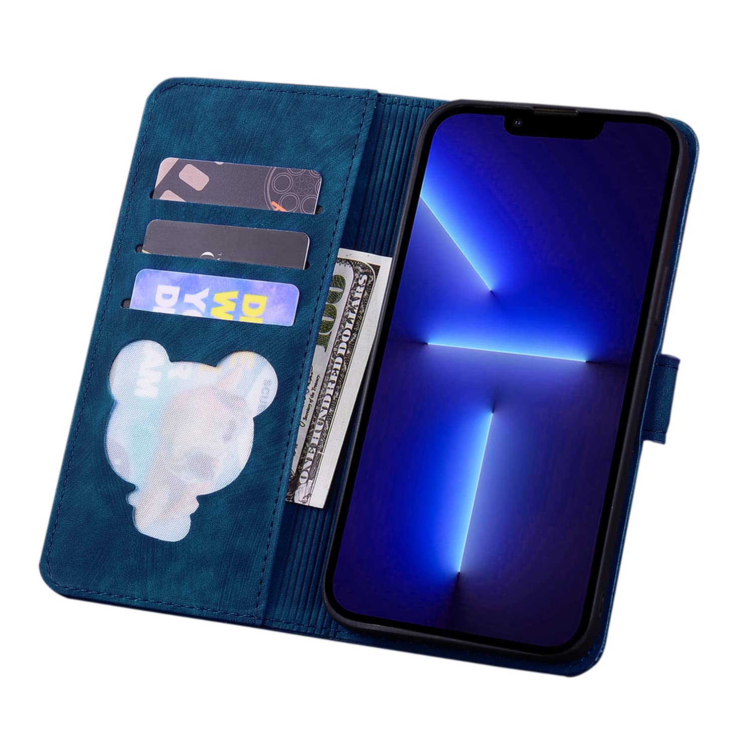 Custodia Portafoglio Con Magnete Per IPhone XR - Blu, In Pelle PU, Slot Carte E Tasca Contanti, Funzione Stand