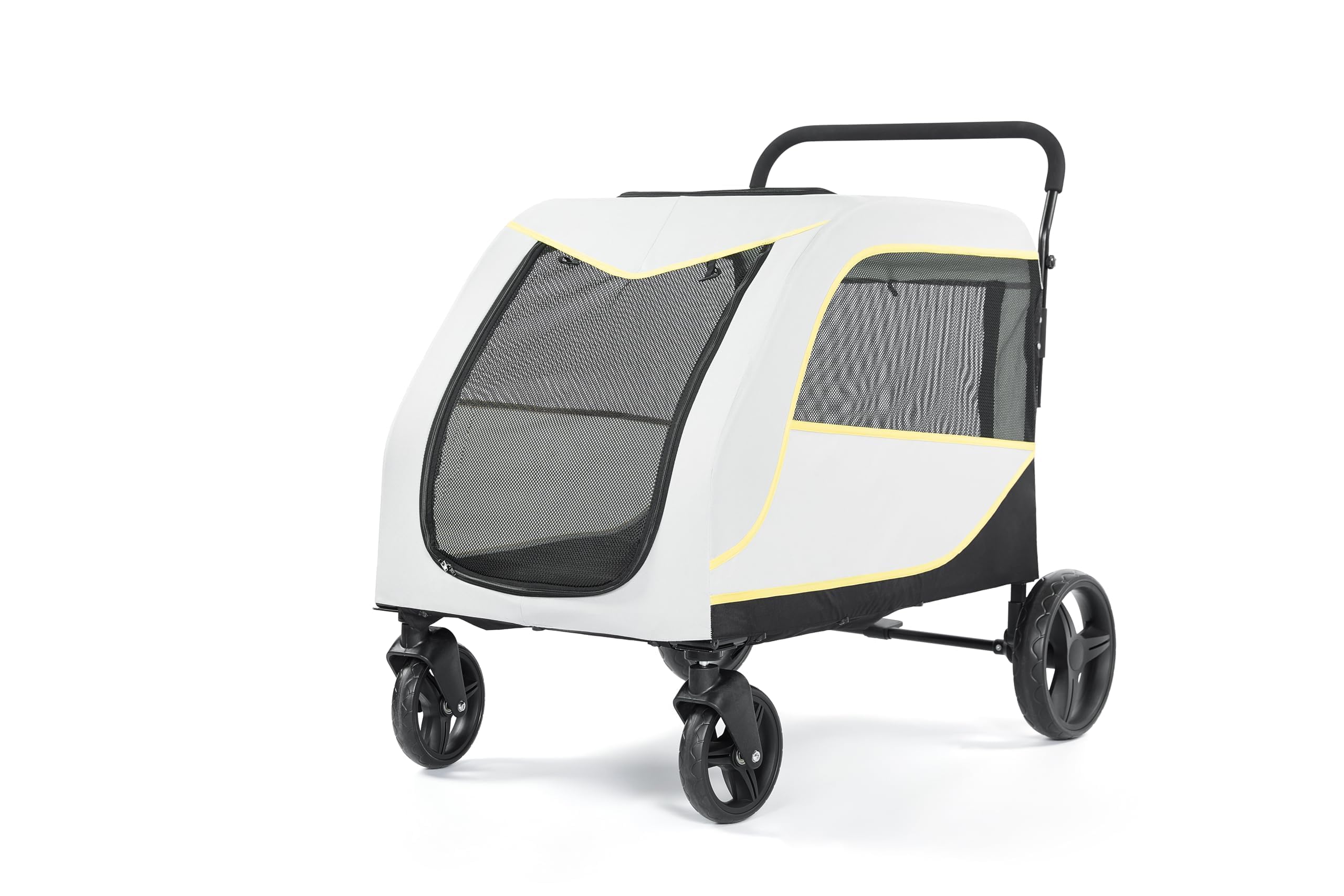 Aptliton Grande poussette pour chien jusqu'à 50 kg – Poussette pliable pour chien avec rampe intégrée, fonction poussée et traction 2 en 1, roues tout terrain, jogging sportif pour grands et vieux