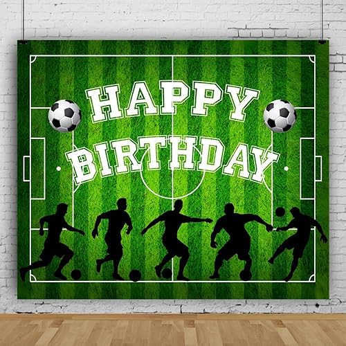 Telón de fondo de campo de fútbol de 5 x 3 pies, feliz cumpleaños, vegetación, fondo de fotografía, juego al aire libre, patrón de fútbol, fiesta disponible en Yaxa Peru